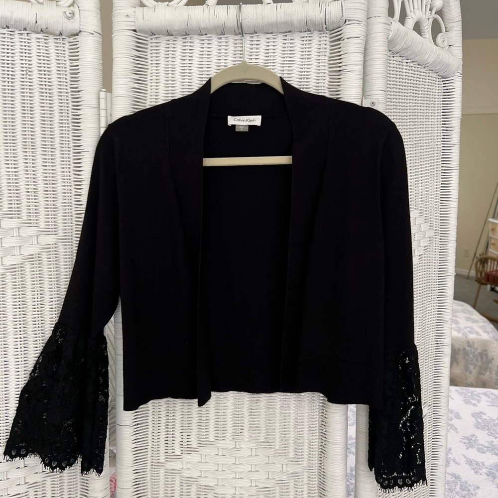 Calvin Klein Shrug with Lace Cuff Sleeve